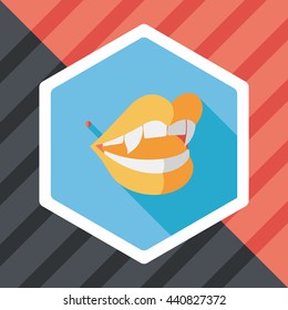Halloween fangs flat icon with long shadow,eps10