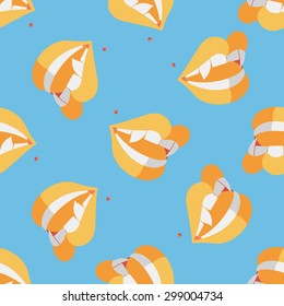 Halloween fangs flat icon,eps10 seamless pattern background