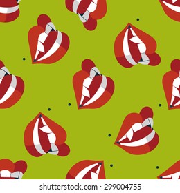 Halloween fangs flat icon,eps10 seamless pattern background
