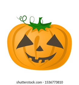 Halloween fanny pumpkin with scary face on white