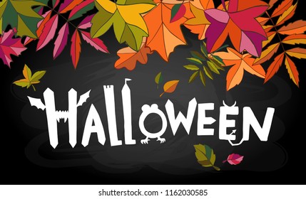 Halloween fantastic title on blackboard