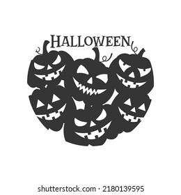 Halloween farmhouse door hanger. Halloween round sign design. Round design on white background. 31 October party sign.