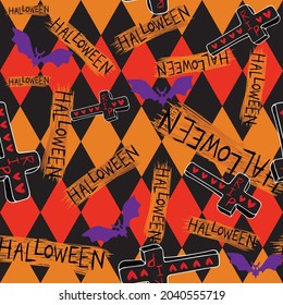 halloween fashion font seamless patterns illustration design,vector,background