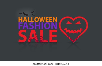 Halloween fashion sale logo design. Black background. Vector banner