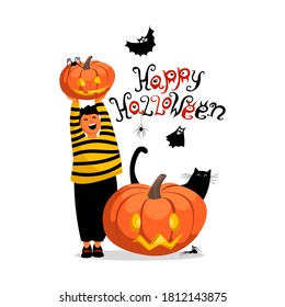 Halloween. la fiesta de todos los santos. ilustración vectorial con símbolos de la fiesta de los espíritus
