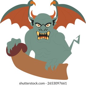 Dia das Bruxas, Gárgula Feroz Segurando Banner de Rolagem
