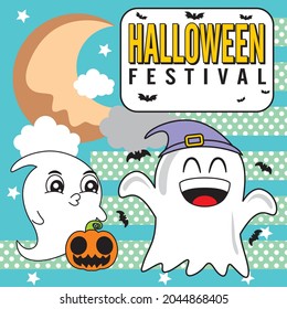 halloween festival background template vector illustration