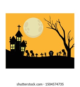 halloween festival background,full moon on dark night for celebration halloween day