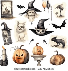 Halloween festival, character, watercolour painting