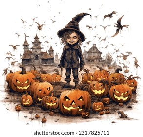 Halloween festival, character, watercolour painting