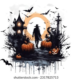 Halloween festival, character, watercolour painting