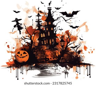 Halloween festival, character, watercolour painting