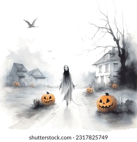 Halloween festival, character, watercolour painting