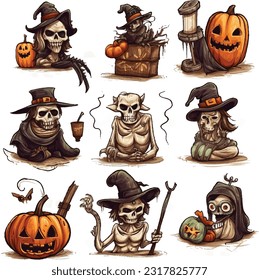 Halloween festival, character, watercolour painting