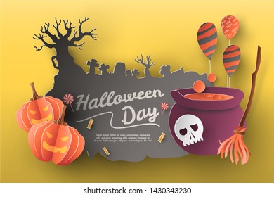 Halloween festival concept paper as a vector.