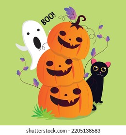 Halloween Festival Day Cute Pumpkin Vector Design 