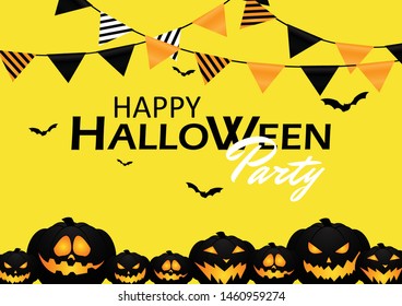 Halloween festival design background with party invitation cards with text
