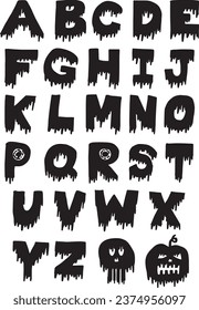 Halloween festival Fonts. happy Halloween, trick or threat, party. Text Vector illustration.