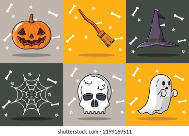 Halloween Festival on a scary night with
Happy Halloween design. logos, badges, labels, icons and objects.