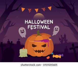 Halloween-Festival in einer schrecklichen Nacht