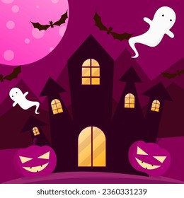 Halloween, Halloween festival, purple tones, black, Halloween pumpkin, little ghost