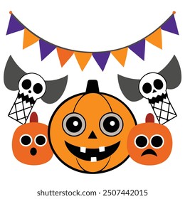 Halloween Festival Spooky Decorations Vector Art Element. 