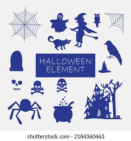 Halloween festival spooky element vector illustration in blue color version