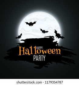 Halloween. A festive banner for your design. bats over the moon. Vector illustration. EPS 10