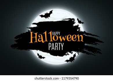 Halloween. A festive banner for your design. bats around the moon. Vector illustration. EPS 10