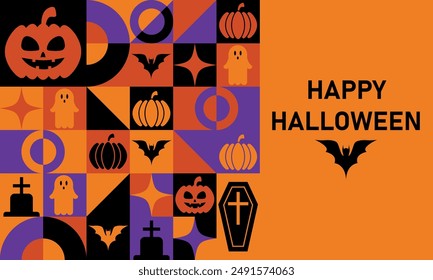 Halloween Festive Fun: Template Design for Background, Banner, Card, Poster with Text. Vector EPS10 Illustration