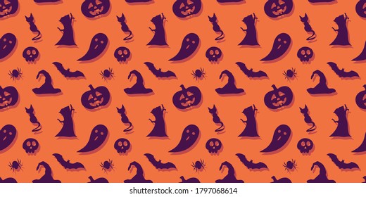 Halloween festive seamless pattern background .Vector illustration Halloween seamless