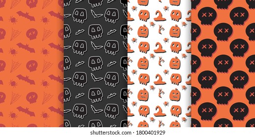 Halloween festive seamless pattern background .Vector illustration Halloween seamless, set of Halloween seamless pattern background