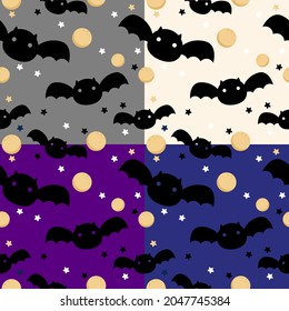 Halloween festive seamless pattern. Endless background with pumpkins, skulls, ghosts, bones, candies, spider web ,eye,autum and fall theme for paper,wrapping,carpet,wallpaper,fabric art work