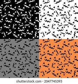 Halloween festive seamless pattern. Endless background with pumpkins, skulls, ghosts, bones, candies, spider web ,eye,autum and fall theme for paper,wrapping,carpet,wallpaper,fabric art work