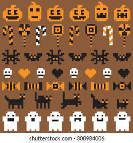 Halloween festive seamless pixel pattern in vector
