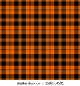 Halloween festive tartan plaid. Orange and black textile pattern.