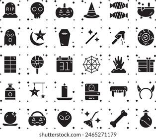 Halloween fill icon set vector design illustration stock