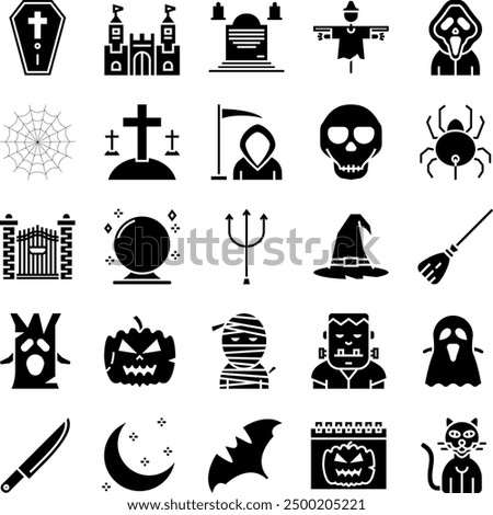 Halloween Fill Icon Set Vector