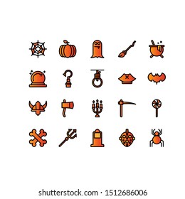halloween filled line color icon sign.halloween symbol, logo illustration. Different style icons set. Pixel perfect vector graphics - Vector