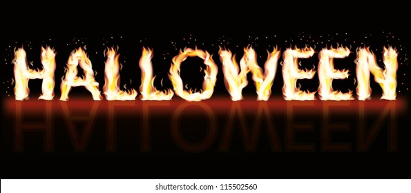 Halloween fire banner, vector illustration