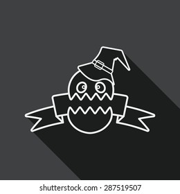 Halloween flag flat icon with long shadow, line icon
