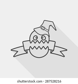 Halloween flag flat icon with long shadow, line icon