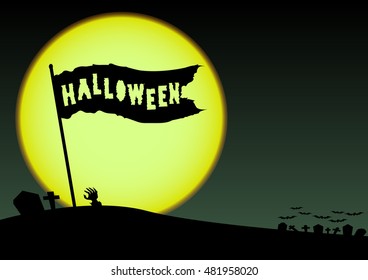 Halloween flag with full moon.