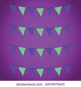 Halloween flags on dark background, traditional Halloween design element.