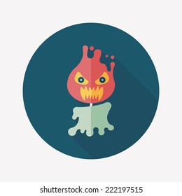 Halloween flame devil flat icon with long shadow,eps10