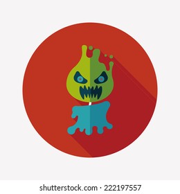 Halloween flame devil flat icon with long shadow,eps10