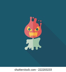 Halloween flame devil flat icon with long shadow,eps10