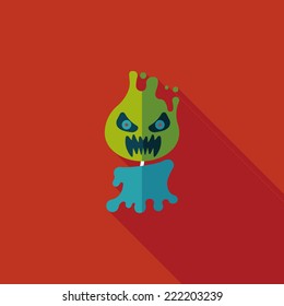 Halloween flame devil flat icon with long shadow,eps10