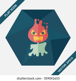 Halloween flame devil flat icon with long shadow,eps10