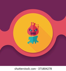 Halloween flame devil flat icon with long shadow,eps10